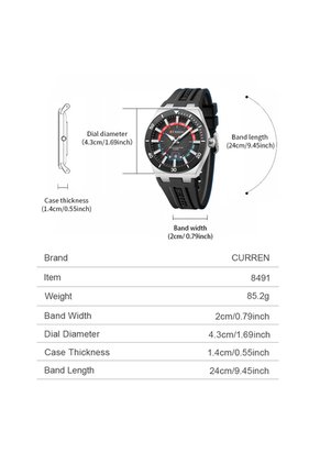 Reloj Curren 8491 Calendario Marco Plata - Negro