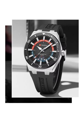Reloj Curren 8491 Calendario Marco Plata - Negro