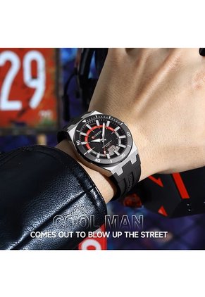 Reloj Curren 8491 Calendario Marco Plata - Negro