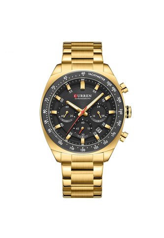 Reloj Curren 8497 Cronógrafo Tablero Negro - Dorado Curren