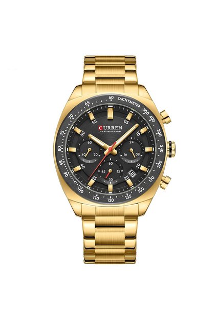 Reloj Curren 8497 Cronógrafo Tablero Negro - Dorado