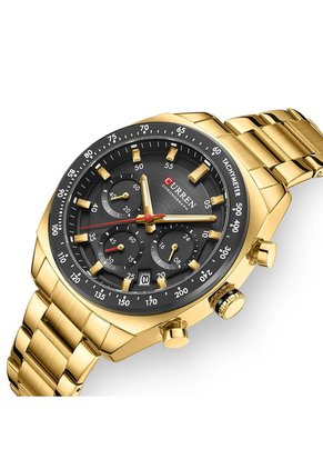Reloj Curren 8497 Cronógrafo Tablero Negro - Dorado