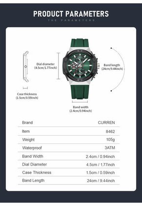 Reloj Curren 8462 Cronógrafo - Verde
