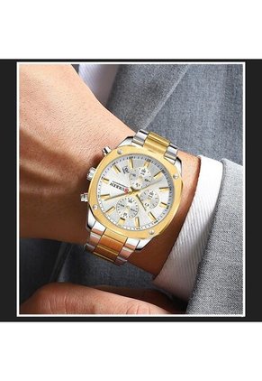 Reloj Curren 8490 Cronógrafo Tablero Blanco - Bicolor