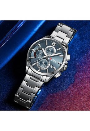 Reloj Curren 8475 Cronógrafo Fondo Azul - Plata