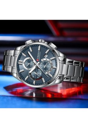 Reloj Curren 8475 Cronógrafo Fondo Azul - Plata