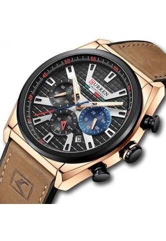 Reloj Curren 8392 Cronógrafo Tablero Negro - Cafe Curren