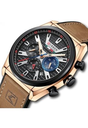 Reloj Curren 8392 Cronógrafo Tablero Negro - Cafe