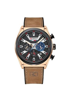 Reloj Curren 8392 Cronógrafo Tablero Negro - Cafe