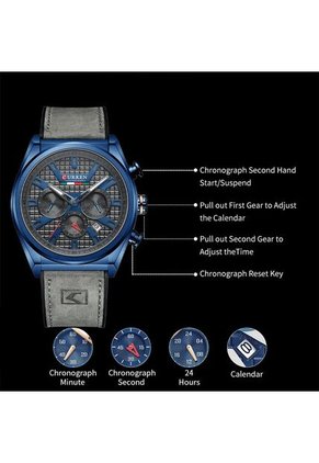 Reloj Curren 8392 Cronógrafo Tablero Negro - Gris