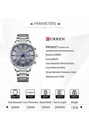 Reloj Curren 8435 Cronógrafo Tablero Gris - Plateado