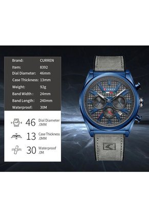 Reloj Curren 8392 Cronógrafo Tablero Negro - Gris