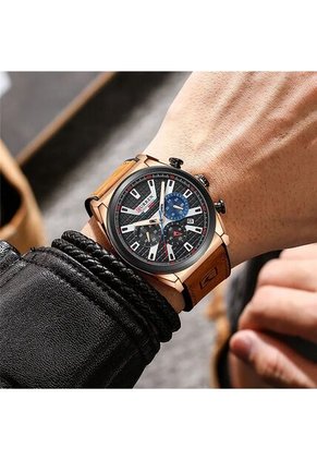 Reloj Curren 8392 Cronógrafo Tablero Negro - Cafe