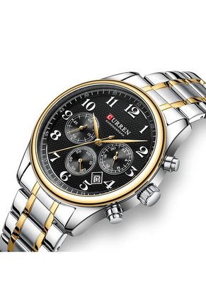 Reloj Curren 8466 Cronógrafo Tablero Negro - Bicolor