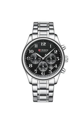 Reloj Curren 8466 Cronógrafo Tablero Negro - Plata