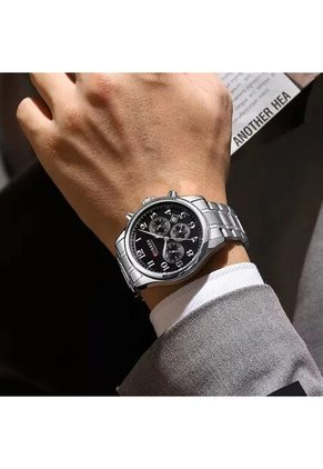 Reloj Curren 8466 Cronógrafo Tablero Negro - Plata