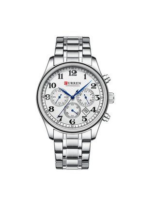 Reloj Curren 8466 Cronógrafo Tablero Blanco - Plata