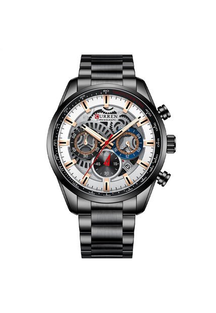 Reloj Curren 8391 Cronógrafo Todo Funcional Acero - Negro
