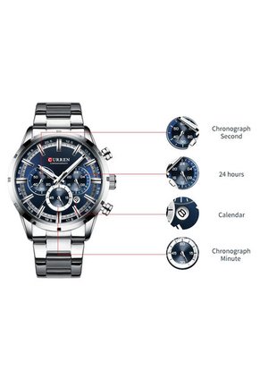 Reloj Curren 8355 Cronógrafo - Plata Tablero Azul