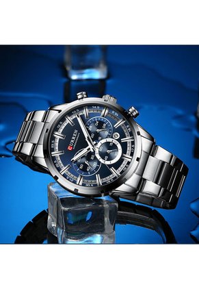 Reloj Curren 8355 Cronógrafo - Plata Tablero Azul
