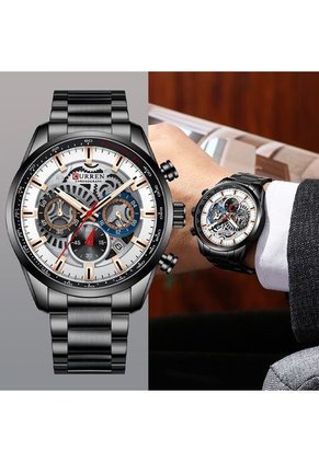 Reloj Curren 8391 Cronógrafo Todo Funcional Acero - Negro