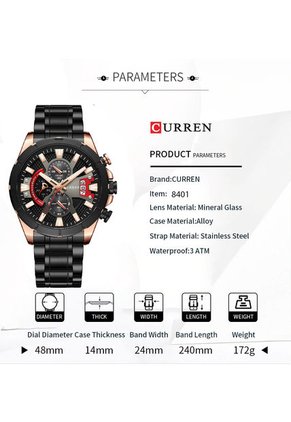 Reloj Curren 8401 Cronógrafo - Negro