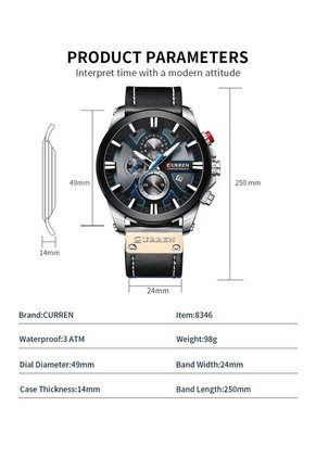 Reloj Curren Original 8346 Cronógrafo Plata - Negro