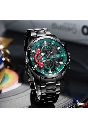 Reloj Curren 8402 Cronógrafo Tablero Verde - Negro
