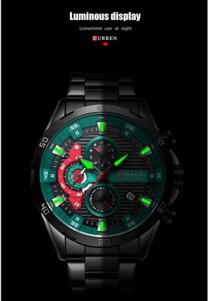 Reloj Curren 8402 Cronógrafo Tablero Verde - Negro