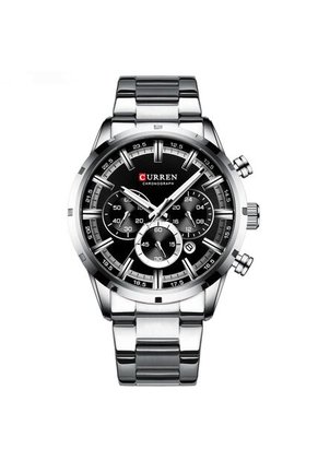 Reloj Curren 8355 Cronógrafo Tablero Negro - Plata