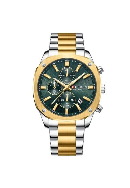 Reloj Curren 8490 Cronógrafo Tablero Verde - Bicolor