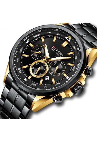 Reloj Curren 8399 Cronógrafo Bisel Dorado - Negro Curren
