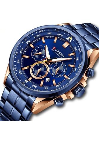 Reloj Curren 8399 Cronógrafo Bisel Bronce - Azul Curren