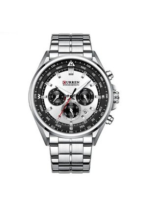 Reloj Curren 8399 Cronógrafo Tablero Blanco - Plata