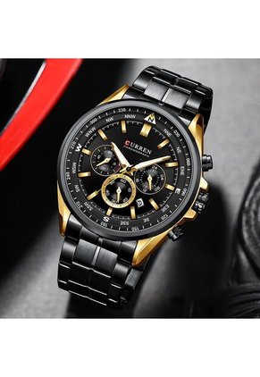 Reloj Curren 8399 Cronógrafo Caja Dorado - Negro