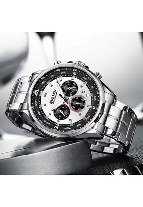 Reloj Curren 8399 Cronógrafo Tablero Blanco - Plata