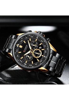 Reloj Curren 8399 Cronógrafo Caja Dorado - Negro