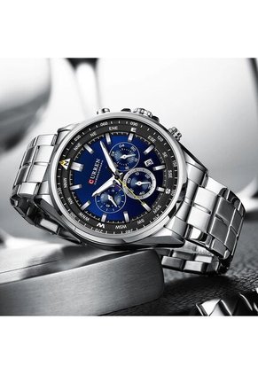 Reloj Curren 8399 Cronógrafo Tablero Azul - Plata