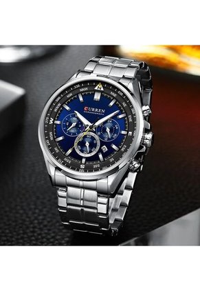 Reloj Curren 8399 Cronógrafo Tablero Azul - Plata