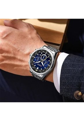 Reloj Curren 8399 Cronógrafo Tablero Azul - Plata