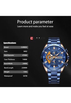 Reloj Curren 8402 Cronógrafo - Azul