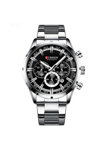 Reloj Curren 8355 Cronógrafo Fondo Negro - Plata