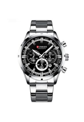 Reloj Curren 8355 Cronógrafo Fondo Negro - Plata