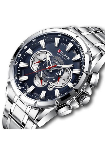 Reloj Curren 8363 Cronógrafo Tablero Azul- Plata