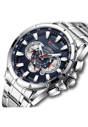 Reloj Curren 8363 Cronógrafo Tablero Azul- Plata