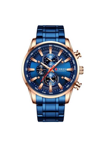 Reloj Curren 8351 Cronógrafo Todo Funcional Acero - Azul Curren