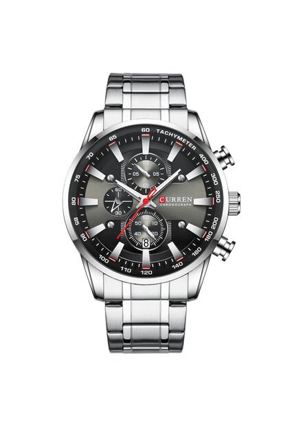 Reloj Curren 8351 Cronógrafo Todo Funcional Acero - Plata Fondo Negro