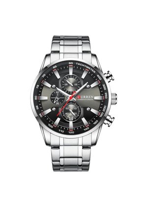 Reloj Curren 8351 Cronógrafo Todo Funcional Acero - Plata Fondo Negro