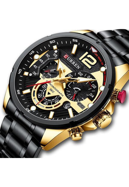 Reloj Curren 8395 Cronógrafo - Negro Dorado
