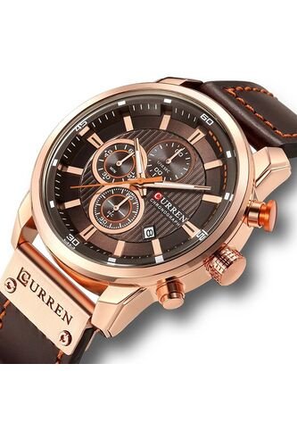 Reloj Curren 8291 Cronógrafo Tablero Café - Café Curren